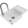 Mexen Elias fregadero de granito de 1 cubeta con escurridor y grifo de cocina Aster, blanco - 6511-20-73450-07-B