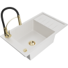 Mexen Elias fregadero de granito de 1 seno con escurridor y grifo de cocina Aster, blanco - 6511-20-73450-57-G