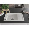 Mexen Elias 1-bowl granite sink with drainer and Aster kitchen tap, white - 6511-20-73450-57-B