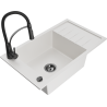 Mexen Elias fregadero de granito de 1 cubeta con escurridor y grifo de cocina Aster, blanco - 6511-20-73450-70-B