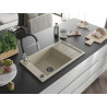 Mexen Elias granitische gootsteen 1-kompartement met afdruiprek en keukenkraan Aster, beige - 6511-69-73450-07-B