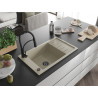 Mexen Elias fregadero de cocina de granito de 1 compartimento con escurridor y grifo Aster, beige - 6511-69-73450-70-B