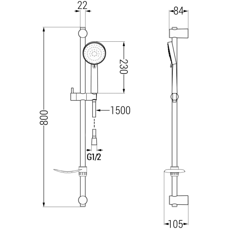 Mexen Kama DS75 zestaw prysznicowy, chrom - 72514DS75-00