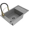 Mexen Elias fregadero de granito de 1 cubeta con escurridor y grifo de cocina Aster, gris - 6511-71-73450-57-B
