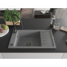 Mexen Elias Granitspüle 1-Becken mit Abtropffläche und Küchenarmatur Aster, grau - 6511-71-73450-70-B
