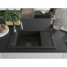 Mexen Elias fregadero de granito de 1 seno con escurridor y grifo de cocina Aster, negro/oro metálico - 6511-75-73450-07-B