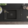 Mexen Elias évier en granit à 1 bac avec égouttoir et robinet de cuisine Aster, noir/métallique doré - 6511-75-73450-57-B
