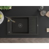 Mexen Elias granieten gootsteen 1-kamer met afdruiprek en keukenmengkraan Aster, zwart/goud metallic - 6511-75-73450-57-B