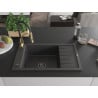 Mexen Elias 1-bowl granite sink with drainer and Aster kitchen tap, speckled black - 6511-76-73450-57-B