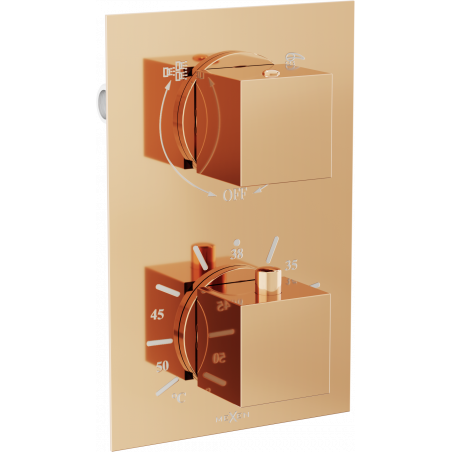 Mexen Cube thermostatic bathtub-shower 2-outlet faucet, rose gold - 77502-60