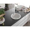 Mexen Diego 1-bowl granite sink with Aster kitchen tap, white - 6512-20-73450-02