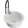 Mexen Diego 1-Bowl Granite Sink with Aster Kitchen Tap, White - 6512-20-73450-07