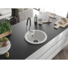 Mexen Diego granitische spoelbak met 1 kom en keukenmengkraan Aster, wit - 6512-20-73450-07-B