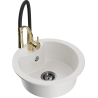 Mexen Diego fregadero de granito de 1 cubeta con grifo de cocina Aster, blanco - 6512-20-73450-57-B