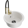 Mexen Diego one-bowl granite sink with Aster kitchen tap, white - 6512-20-73450-57-B