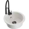 Mexen Diego 1-bowl granite kitchen sink with Aster kitchen faucet, white - 6512-20-73450-70-B