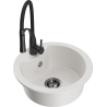 Mexen Diego fregadero de granito de 1 cubeta con grifo de cocina Aster, blanco - 6512-20-73450-70-B