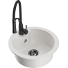 Mexen Diego single-bowl granite sink with Aster kitchen tap, white - 6512-20-73450-70-B