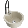 Mexen Diego 1-bowl granite sink with Aster kitchen tap, beige - 6512-69-73450-07