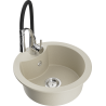 Mexen Diego granitische gootsteen 1-kamer met keukenmengkraan Aster, beige - 6512-69-73450-07
