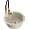 Mexen Diego granitische gootsteen met 1 kom met keukenmengkraan Aster, beige - 6512-69-73450-57-G
