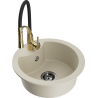 Mexen Diego 1-bowl granite kitchen sink with Aster kitchen tap, beige - 6512-69-73450-57-B