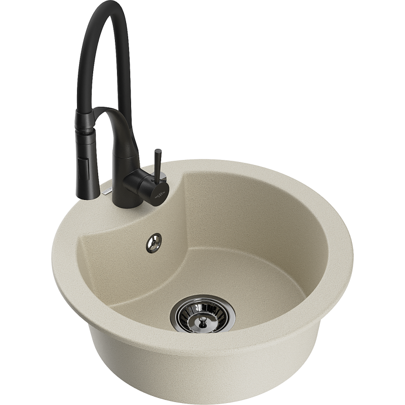 Mexen Diego Granitspulltisch mat 1-Schoss aarmatur Aster, beige - 6512-69-73450-70-B