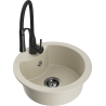 Mexen Diego évier en granit 1 bac avec robinet de cuisine Aster, beige - 6512-69-73450-70-B