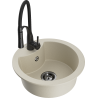 Mexen Diego granitische gootsteen 1-kamer met keukenkraan Aster, beige - 6512-69-73450-70-B