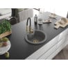 Mexen Diego 1-bowl granite sink with Aster kitchen tap, grey - 6512-71-73450-57-G