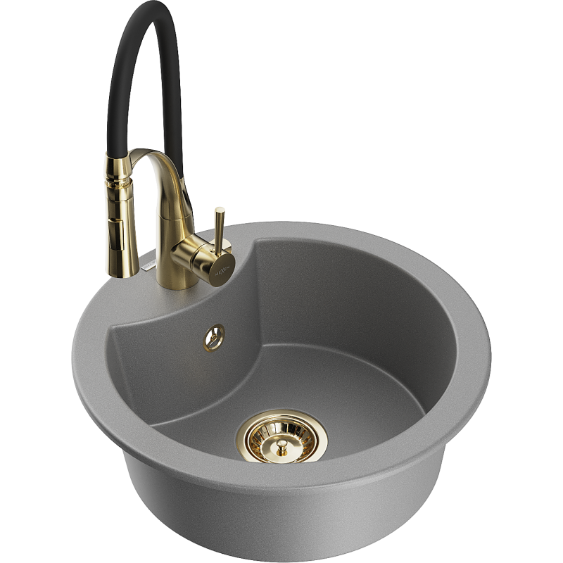 Mexen Diego granitdiskho med 1 fack och köksblandare Aster, grå - 6512-71-73450-57-G