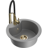Mexen Diego 1-bowl granite sink with Aster kitchen tap, grey - 6512-71-73450-57-G