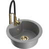 Mexen Diego fregadero de granito de 1 cubeta con grifo de cocina Aster, gris - 6512-71-73450-57-G