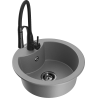 Mexen Diego fregadero de granito de 1 cuenca con grifo de cocina Aster, gris - 6512-71-73450-70-B