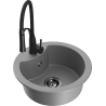 Mexen Diego granite single-bowl kitchen sink with Aster faucet, gray - 6512-71-73450-70-B