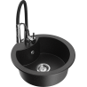 Mexen Diego fregadero de granito de 1 seno con grifo de cocina Aster, negro/plateado metálico - 6512-73-73450-07