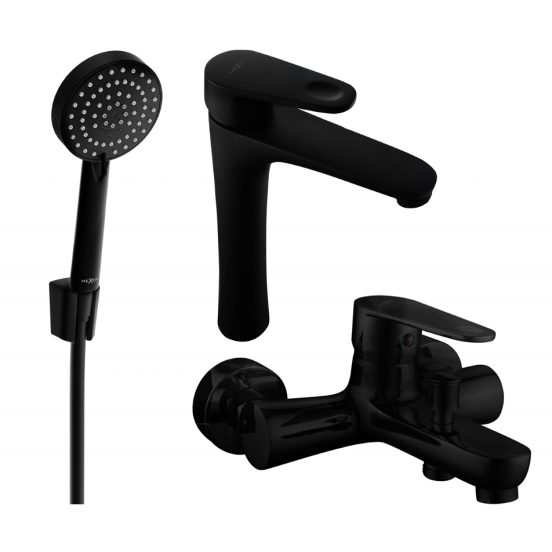 Mexen Kama R75 badkarsset, svart - 72513R75-70