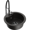 Mexen Diego 1-bowl granite sink with Aster kitchen faucet, black/gold metallic - 6512-75-73450-07-B
