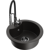 Mexen Diego fregadero de granito de 1 compartimento con grifo de cocina Aster, negro/oro metálico - 6512-75-73450-07-B