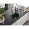 Mexen Diego 1-bowl granite sink with Aster kitchen faucet, black/gold metallic - 6512-75-73450-07-B