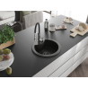 Mexen Diego fregadero de granito de 1 compartimento con grifo de cocina Aster, negro/oro metálico - 6512-75-73450-07-B