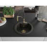 Mexen Diego fregadero de granito de 1 cubeta con grifo de cocina Aster, negro/dorado metálico - 6512-75-73450-57-G