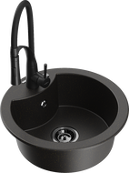 Mexen Diego Granit Spullsteen mat enger Kummer mat Kichekran Aster, schwaarz/gëllene Metallek - 6512-75-73450-70-B