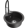 Mexen Diego granite kitchen sink single bowl with Aster kitchen faucet, black speckled - 6512-76-73450-07