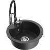 Mexen Diego granite sink 1-bowl with Aster kitchen tap, black speckled - 6512-76-73450-07