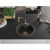 Mexen Diego 1-Bowl Granite Kitchen Sink with Aster Tap, Black Speckled - 6512-76-73450-57-G
