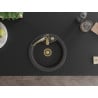 Mexen Diego 1-Bowl Granite Kitchen Sink with Aster Tap, Black Speckled - 6512-76-73450-57-G