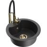 Mexen Diego fregadero de granito de 1 cubeta con grifo de cocina Aster, negro moteado - 6512-76-73450-57-G