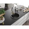 Mexen Diego 1-Kammer Granitspüle mit Küchenarmatur Aster, schwarz gesprenkelt - 6512-76-73450-57-B