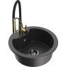 Mexen Diego 1-bowl granite sink with Aster kitchen tap, black speckled - 6512-76-73450-57-B